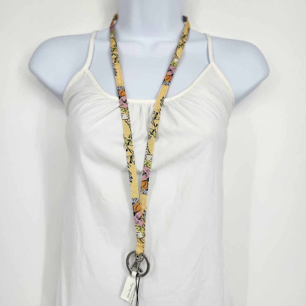 NEW Vera Bradley ReActive Lanyard Yellow Sunlit Garden ID Keyring Travel School